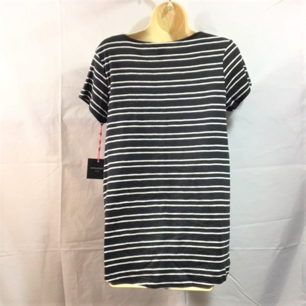 Cynthia Rowley Womens Top Shirt Size Medium Striped Scoop Neckline Black NWT - Picture 2 of 6